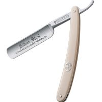 Boker USA Straight Razor, Faux Ivory Handle, Carbon Steel, 6/8in