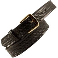 Boston Leather 1.5 Off Duty Belt Basketweave with Gold Hardware