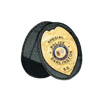 Boston Leather Oval Recess. Badge Holderclip.