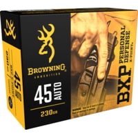 Browning BXP .45 ACP 230 Grain Jacketed Hollow Point Brass Cased Centerfire Pistol Ammunition