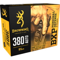 Browning BXP .380 ACP 95 Grain Jacketed Hollow Point Brass Cased Centerfire Pistol Ammunition