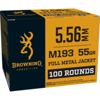 Browning 5.56x45mm NATO 55 Grain Full Metal Jacket Brass Cased Rifle Ammunition