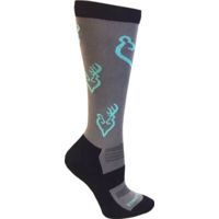 Browning Bg Ladies Heartland Calf Socks Med Grey/black/blue Buckmark