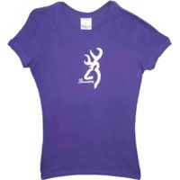 Browning Bg Women's T-shirt W/buckmark Fitted Medium Purple/white<