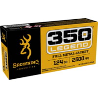 Browning FMJ Target .350 Legend 124 grain Full Metal Jacket Brass Cased Centerfire Rifle Ammunition