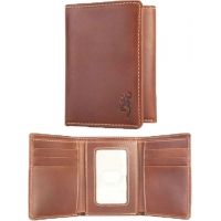 SPG International Browning Leather Wallet Tri-fold Buckmark Logo Congac
