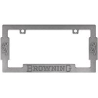 Browning License Plate Frame W/logos And Buckmark Nickel