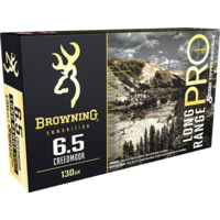 Browning Long Range Pro 6.5mm Creedmoor 130 grain Sierra Tipped GameKing Brass Cased Centerfire Rifle Ammunition