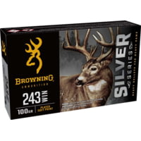 Browning SILVER 243 WIN 100 Grain Plated Soft Point Brass Rifle Ammunition