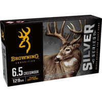 Browning SILVER 6.5 Creedmoor 129 Grain Plated Soft Point Brass Rifle Ammunition
