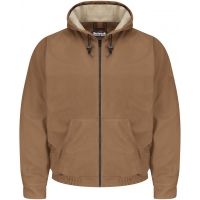 Bulwark Brown Duck Lineman Hooded Jacket with Lanyard Access, Excel FR ComforTouch