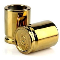 Caliber Gourmet 50 Caliber Shot Glasses, 2 Pack, Gold