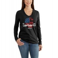 Carhartt Lubbock Grphc Fld Flag Long Sleeve V T-Shirt for Womens