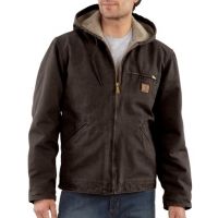 Carhartt Sherpa Lined Sandstone Sierra Jacket - Men's -Dark Brown-Medium