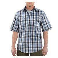 Carhartt Standish Plaid Shortsleeve Shirt - Men's-Dark Cobalt Blue-X-Large