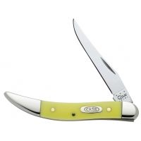 Case 310096 CV Yellow Synthetic Small Texas Toothpick Knife - Long Clip Blade