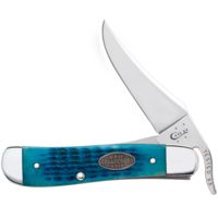 Case Collectors Club-Rogers Corn Cob Jig Caribbean Blue Bone RuSSlock Folding Knife With Clip