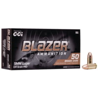 CCI Ammunition Blazer 9mm Luger 124 Grain Full Metal Jacket Brass Centerfire Pistol Ammunition