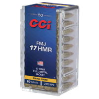 CCI Ammunition .17 Hornady Magnum Rimfire 20 Grain Full Metal Jacket Brass Rimfire Ammunition