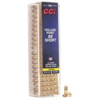 CCI Ammunition Short Hollow Point .22 Short 27 Grain Copper Plated Hollow Point Rimfire Ammunition