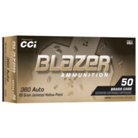 CCI Blazer HP .380 Auto 98 Grain JHP Brass Pistol Ammunition