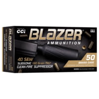 CCI Blazer Clean-Fire Suppressor 40 S&amp;W 180 Grain TMJ Brass Pistol Ammunition