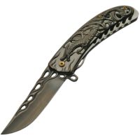 China Made Dragon Linerlock Black A/O Folding Knife