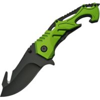China Made Tactical Linerlock Green A/O Folding Knife