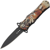 China Made Wildlife Linerlock A/O Deer 3.50 in Stainless Steel Assisted Opening Folding Knife