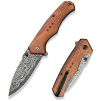 CIVIVI Photonix Flipper &amp; Thumb Stud Knife Guibourtia Wood Handle 3.7inch Damascus Blade C23081b-ds1