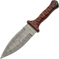 Damascus 10.5 Spear Bld Ws 6.00 in Damascus Steel Fixed Blade Knife