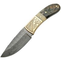 Damascus Hunter Horn Fixed Blade Knife