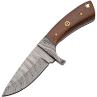 Damascus Fixed Blade Brown Micarta