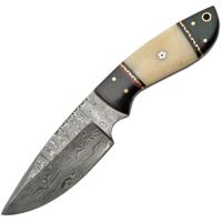 Damascus Fixed Blade White Bone Fixed Blade Knife