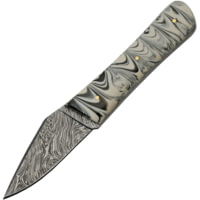 Damascus Marble Skinner Black Knife