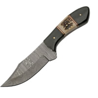 Damascus Skinner Buffalo Stag 4.00 in Damascus Steel Fixed Blade Knife