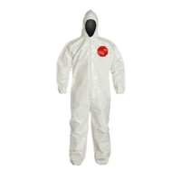 DuPont Tychem 4000 Coverall w/Hood, Elastic Wrists, Ankles, 12 Pack