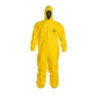 DuPont Tychem QC Yellow Coveralls with Standard Fit Hood and Elastic Wrists w/ Ankles, Case of 4