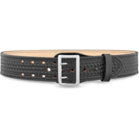 DutyMan 2-1/4inch Basketweave Leather Sam Brown 2 Row Stitch Duty Belt With Nickel Buckle DTY-1021-44-9001