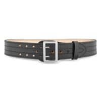 DutyMan 2-1/4inch Plain Leather Sam Brown 4 Row Stitch Duty Belt With Solid Brass Nickel Buckle DTY-4011-58-9071