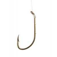 Eagle Claw Baitholder Snelled Hook, Offset, Down Eye, 2 Slices, Medium Wire