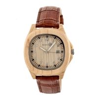 Earth Wood Sherwood Leather-Band Watch w/ Date