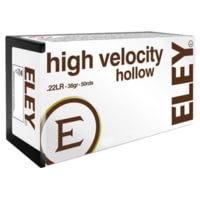 Eley Ammunition High Velocity .22 Long Rifle 38 Grain Lead Hollow Point Brass Cased Rimfire Ammunition