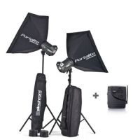Elinchrom BRX 2 x 250/500W Head Portalite To Go Kit w/ 2 Stands &amp; 2 Softboxes