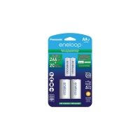 Eneloop Rechargeable AA 1.2V 2000mAh NiMh Batteries with C-cell Spacers - 2pk