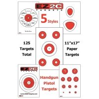 EZ2C Targets 125 5 Handgun Style Targets, Red and Black Ink, 11x17