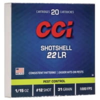 CCI Ammunition CCI Rimfire Shotshell Ammunition .22 LR 1/15 oz #12 31 gr 1000 fps 2000/ct 100-20/ct Boxes 7F275250