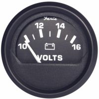 Faria Beede Instruments Euro Black 2" Voltmeter 10-16 VDC