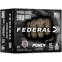 Federal Personal Defense Punch 9mm Luger 115 Grain Brass Pistol Ammunition