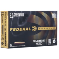 Federal Premium Gold Medal 6.5mm Creedmoor 140 Grain Berger Hybrid Target Brass Cased Centerfire Rifle Ammunition